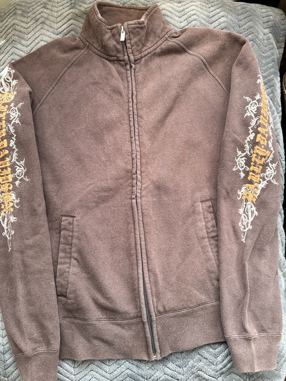 Harley-Davidson Woman’s Brown zipped sweatshirt; Size Medium